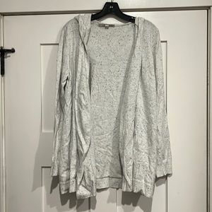 Cute loft cardigan hoodie, white with black speckles